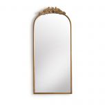 Gold framed mirror with ornate top