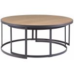 Block & Chisel round weathered oak nested coffee table with matt black base