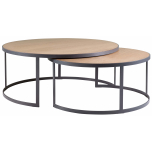 Block & Chisel round weathered oak nested coffee table with matt black base