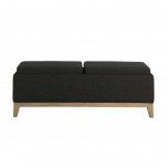 Block & Chisel grey upholstered bed end with oak wood legs