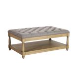 grey deep buttoned ottoman with wooden base Château Collection 