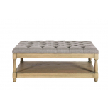 grey deep buttoned ottoman with wooden base Château Collection 