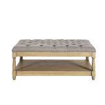 grey deep buttoned ottoman with wooden base Château Collection 