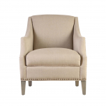Vera Armchair in cream linen and studded trim detail