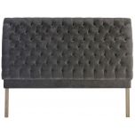 Block & Chisel button tufted silver grey linen upholstered king size headboard