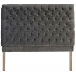 Block & Chisel button tufted silver grey linen upholstered king size headboard