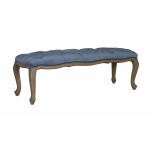 Bonny - Blue grey velvet bed end with tufted detail and wooden cabriole legs