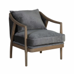 grey velvet accent chair with oak frame