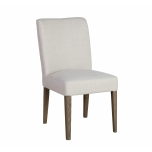 cream upholstered Harley chair with oak legs