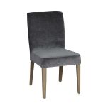 Harley Dining Chair - Cotton silver grey seating with wooden legs