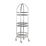 Silver high tea trolley with mirror