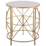 Block & Chisel round marble top side table with metal base