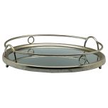 Block & Chisel round mirrored tray with iron frame