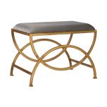 Ursula Stool - Grey stool with metal geometric gold legs