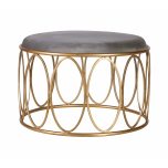 Nadine Stool with oval details in metal base with grey velvet top