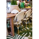 Yellow and white stripe parisian french cafe dining chair