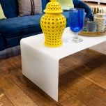 Block & Chisel rectangular white tempered glass coffee table