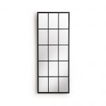 Black metal framed window pane mirror