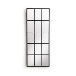 Black metal framed window pane mirror