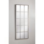 silver metal framed window pane mirror