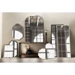 Black arched window pane mirror