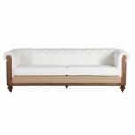 deconstructed chesterfield style sofa with wooden frame