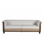 deconstructed chesterfield style sofa with wooden frame