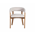 cream upholstered tub chair with wooden frame 