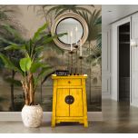 Painted lacquered cabinet with 2 doors and 1 drawer