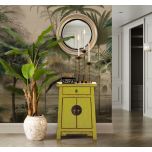 Painted lacquered cabinet with 2 doors and 1 drawer