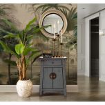 Painted lacquered cabinet with 2 doors and 1 drawer