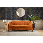 3 seater sofa upholstered in burnt orange