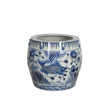 Blue and white ceramic planter 
