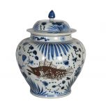 blue and white ceramic ginger jar with lid 