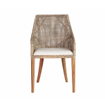 Natural colour cane dining chair with wooden legs villa collection 