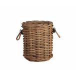 Round kubu weave basket with rope handles