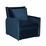 Blue velvet sleeper armchair