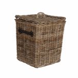 Square rattan laundry basket with lid