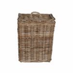 Square rattan laundry basket with lid