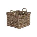 Square rattan storage basket with handles