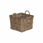 Square rattan storage basket with handles