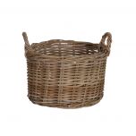 Round kubu weave basket with handles