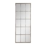 silver metal framed window pane mirror