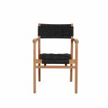 Black rope weave rope chair with teak frame 