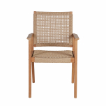 Outdoor chair teak frame with synthetic weave