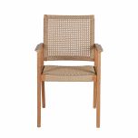 Outdoor chair teak frame with synthetic weave