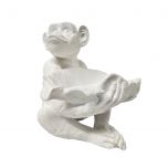 Block and chisel white resin monkey bowl