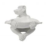 Block and chisel white resin monkey bowl