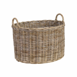 oval kubu rattan basket with handles
