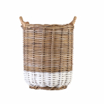 block & Chisel round kubu rattan basket with white stripe